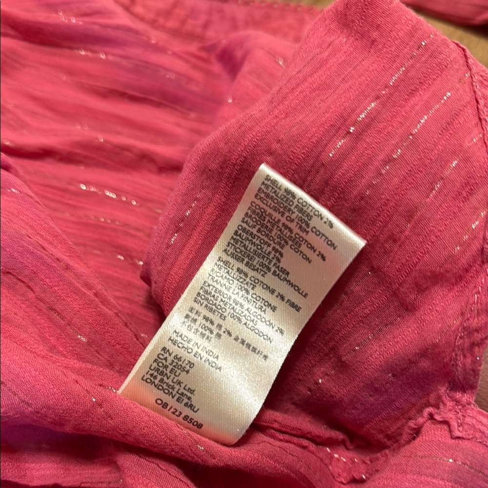 Anthropologie Pilcro the Victoria Lace Button-Up Blouse Pink tinsel Size 2 M1 - Picture 7 of 8
